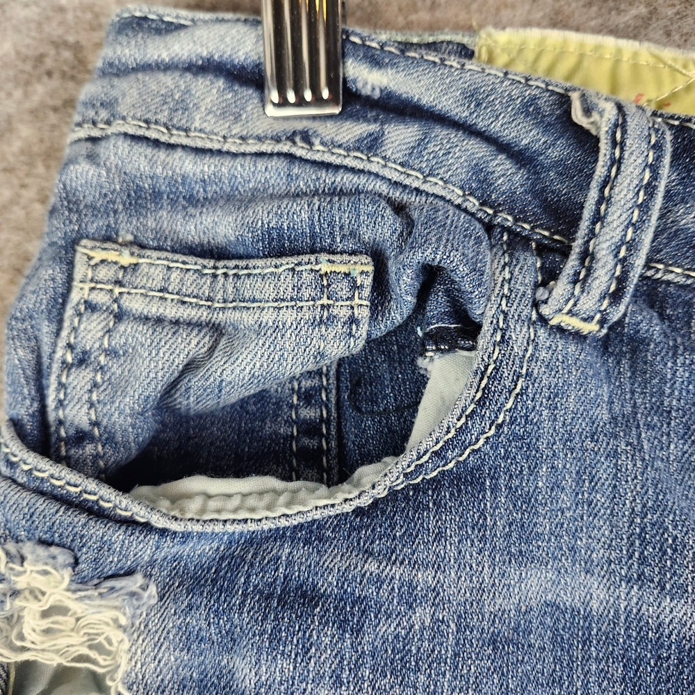 Machine Nouvelle Mode Denim Shorts Womens 30 Blue Distressed Ripped Bermuda 7 in - Picture 3 of 15